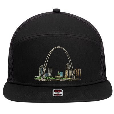 Gateway Arch St Louis 7 Panel Mesh Trucker Snapback Hat