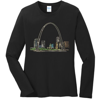 Gateway Arch St Louis Ladies Long Sleeve Shirt