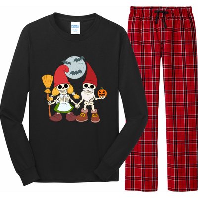 Gnome And Skeleton Halloween Meaningful Gift Long Sleeve Pajama Set