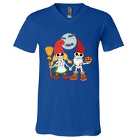 Gnome And Skeleton Halloween Meaningful Gift V-Neck T-Shirt