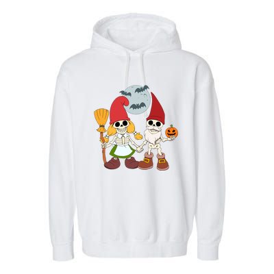 Gnome And Skeleton Halloween Meaningful Gift Garment-Dyed Fleece Hoodie