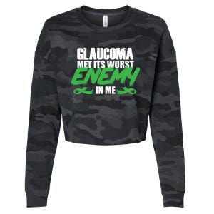 Glaucoma Awareness Survivor Therapy Warrior Gift Cropped Pullover Crew