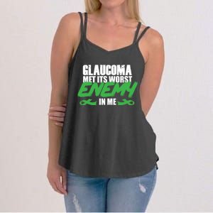 Glaucoma Awareness Survivor Therapy Warrior Gift Women's Strappy Tank