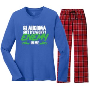 Glaucoma Awareness Survivor Therapy Warrior Gift Women's Long Sleeve Flannel Pajama Set 