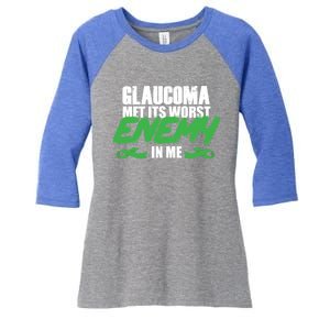 Glaucoma Awareness Survivor Therapy Warrior Gift Women's Tri-Blend 3/4-Sleeve Raglan Shirt