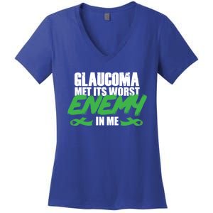 Glaucoma Awareness Survivor Therapy Warrior Gift Women's V-Neck T-Shirt