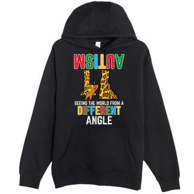 Giraffe Autism Seeing World Different Angle Awareness  Premium Pullover Hoodie