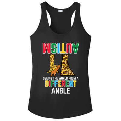 Giraffe Autism Seeing World Different Angle Awareness  Ladies PosiCharge Competitor Racerback Tank