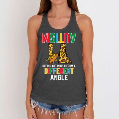 Giraffe Autism Seeing World Different Angle Awareness  Women's Knotted Racerback Tank