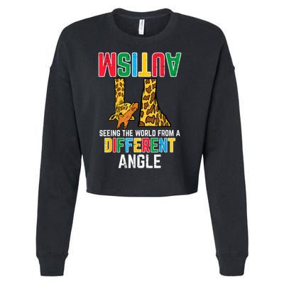 Giraffe Autism Seeing World Different Angle Awareness  Cropped Pullover Crew