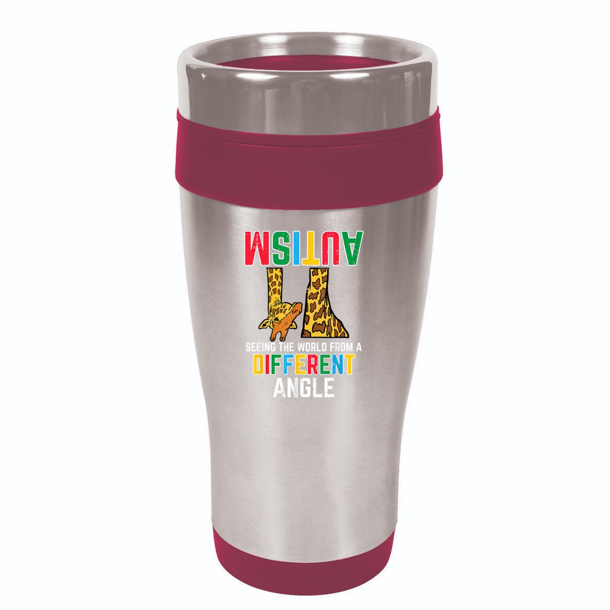 Giraffe Autism Seeing World Different Angle Awareness  16oz Travel Tumbler