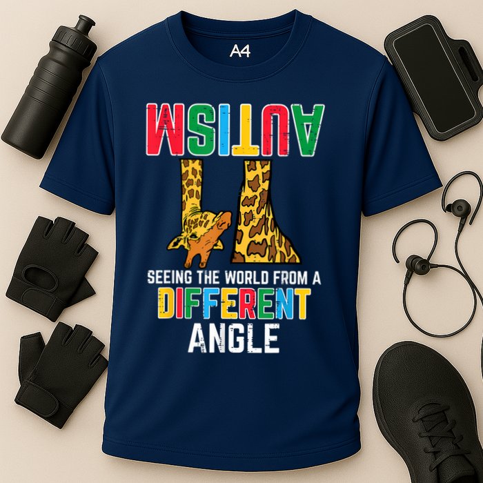 Giraffe Autism Seeing World Different Angle Awareness  Cooling Performance Crew T-Shirt