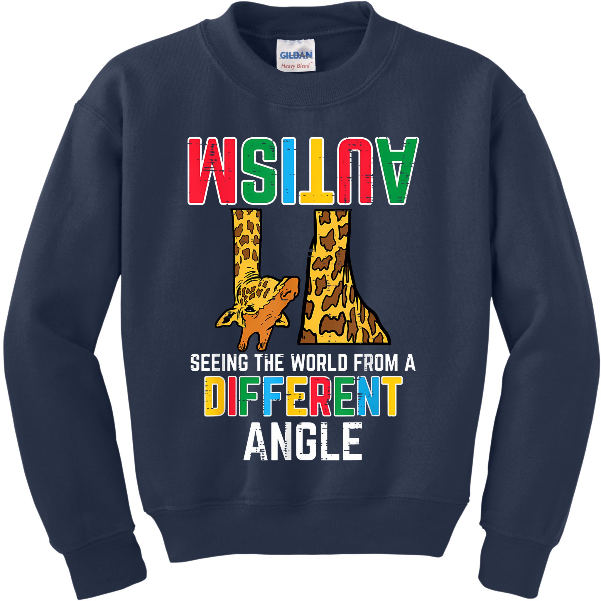 Giraffe Autism Seeing World Different Angle Awareness  Kids Sweatshirt