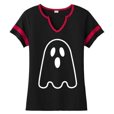 Ghost Adult Silly Ghost Face Costume Ladies Halftime Notch Neck Tee