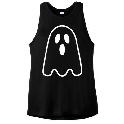 Ghost Adult Silly Ghost Face Costume Ladies PosiCharge Tri-Blend Wicking Tank