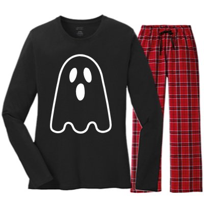 Ghost Adult Silly Ghost Face Costume Women's Long Sleeve Flannel Pajama Set 