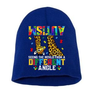 Giraffe Autism Seeing World Different Angle Awareness Gift Short Acrylic Beanie