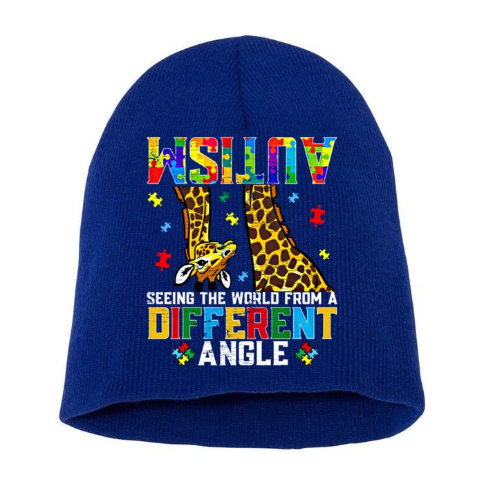 Giraffe Autism Seeing World Different Angle Awareness Gift Short Acrylic Beanie