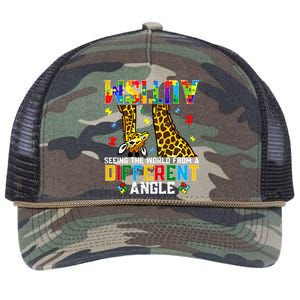 Giraffe Autism Seeing World Different Angle Awareness Gift Retro Rope Trucker Hat Cap