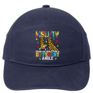 Giraffe Autism Seeing World Different Angle Awareness Gift 7-Panel Snapback Hat