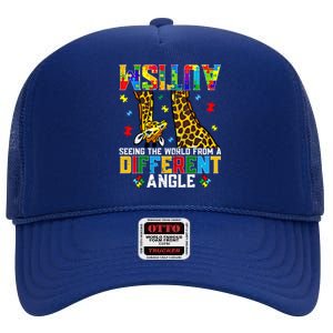 Giraffe Autism Seeing World Different Angle Awareness Gift High Crown Mesh Back Trucker Hat