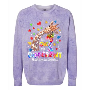 Giraffe Autism Seeing World Different Awareness Gift Colorblast Crewneck Sweatshirt