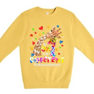 Giraffe Autism Seeing World Different Awareness Gift Premium Crewneck Sweatshirt