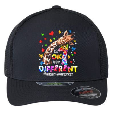 Giraffe Autism Seeing World Different Awareness Gift Flexfit Unipanel Trucker Cap