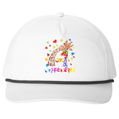 Giraffe Autism Seeing World Different Awareness Gift Snapback Five-Panel Rope Hat