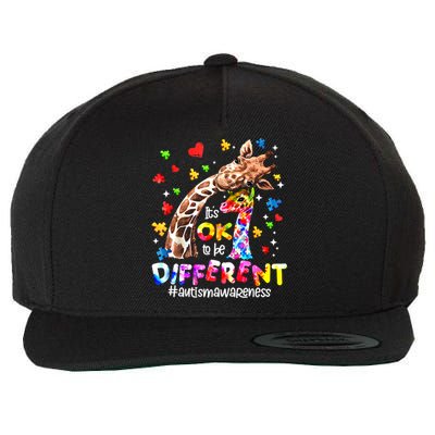 Giraffe Autism Seeing World Different Awareness Gift Wool Snapback Cap