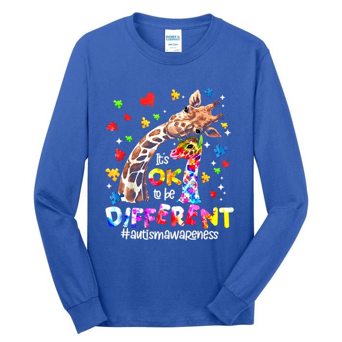 Giraffe Autism Seeing World Different Awareness Gift Tall Long Sleeve T-Shirt