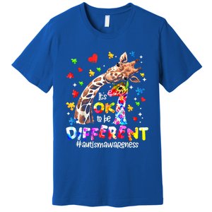 Giraffe Autism Seeing World Different Awareness Gift Premium T-Shirt