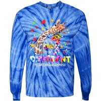 Giraffe Autism Seeing World Different Awareness Gift Tie-Dye Long Sleeve Shirt