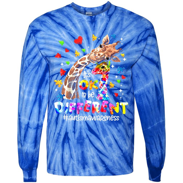 Giraffe Autism Seeing World Different Awareness Gift Tie-Dye Long Sleeve Shirt