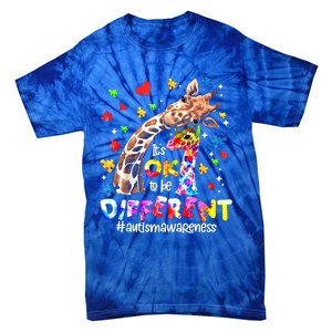 Giraffe Autism Seeing World Different Awareness Gift Tie-Dye T-Shirt