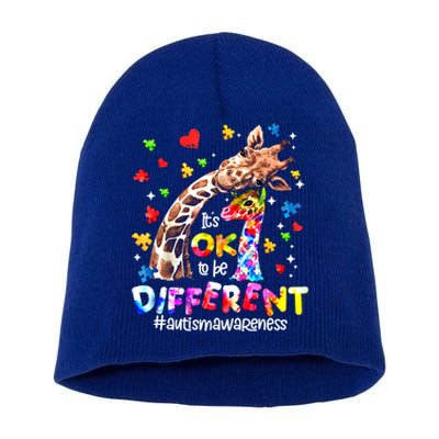 Giraffe Autism Seeing World Different Awareness Gift Short Acrylic Beanie