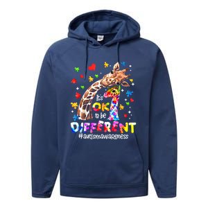 Giraffe Autism Seeing World Different Awareness Gift Performance Fleece Hoodie