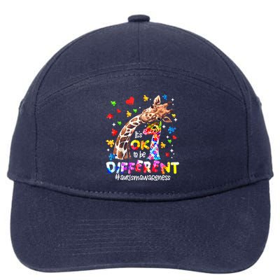 Giraffe Autism Seeing World Different Awareness Gift 7-Panel Snapback Hat