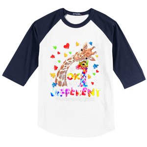 Giraffe Autism Seeing World Different Awareness Gift Baseball Sleeve Shirt