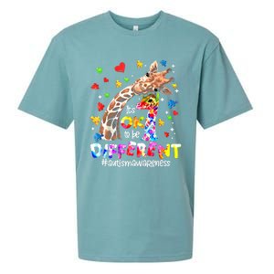 Giraffe Autism Seeing World Different Awareness Gift Sueded Cloud Jersey T-Shirt