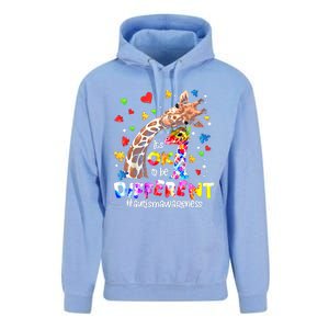 Giraffe Autism Seeing World Different Awareness Gift Unisex Surf Hoodie