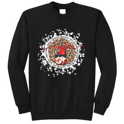 Gnome And Snowman Winter Christmas Leopard Bleached Sweatshirt