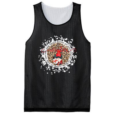 Gnome And Snowman Winter Christmas Leopard Bleached Mesh Reversible Basketball Jersey Tank