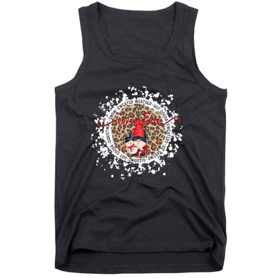 Gnome And Snowman Winter Christmas Leopard Bleached Tank Top