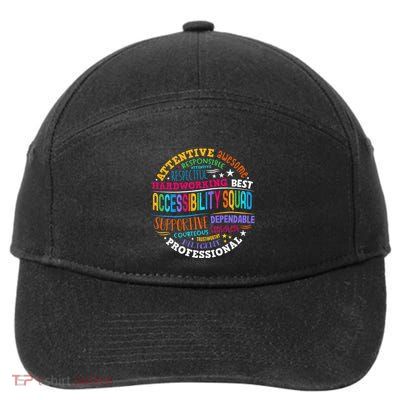 Groovy Accessibility Squad Education Teacher Specialist Ed 7-Panel Snapback Hat