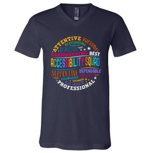 Groovy Accessibility Squad Education Teacher Specialist Ed V-Neck T-Shirt