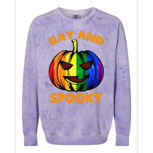 Gay And Spooky Halloween Rainbow Pumpkin LGBTQ+ Gay Lesbian Colorblast Crewneck Sweatshirt