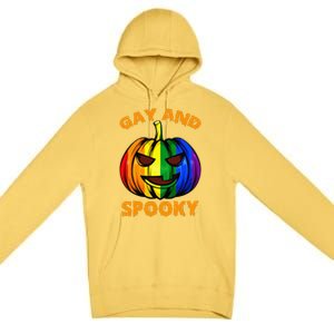 Gay And Spooky Halloween Rainbow Pumpkin LGBTQ+ Gay Lesbian Premium Pullover Hoodie