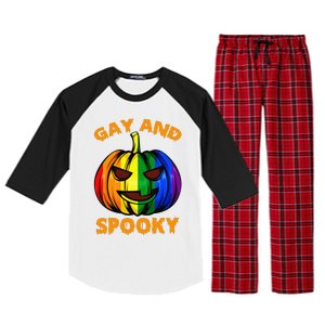 Gay And Spooky Halloween Rainbow Pumpkin LGBTQ+ Gay Lesbian Raglan Sleeve Pajama Set