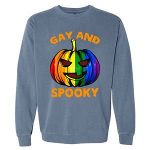 Gay And Spooky Halloween Rainbow Pumpkin LGBTQ+ Gay Lesbian Garment-Dyed Sweatshirt